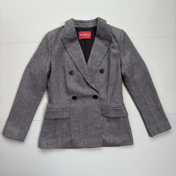 MaxMara Jackets & Blazers - Max Mara Women’s Size 2 Woven Wool Blazer Jacket Academia Career Wear Preppy